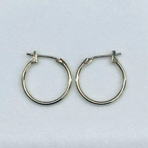 14k Yellow Gold Round Hoop Earrings 15mm - Picture 1 of 5