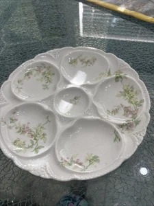"Antiguo plato de ostras de flores de porcelana Theodore Haviland Limoges Francia/Flores 8,50""" - Imagen 1 de 5