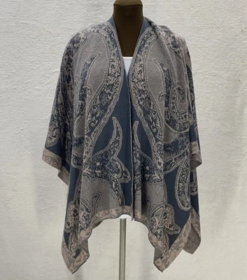 Womens Gizeh Tricots Open Front Shawl Poncho One Size Paisley Boho Oversized - Image 1 of 4