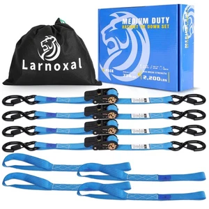 Ratchet Straps 4 Pack - 2,200 Lbs Break Strength 1 in x 15 Ft Medium Duty Rat... - Picture 1 of 7