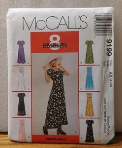 McCalls 9199 Sewing Pattern Dress Empire Waist Petite-able Sz 4/6/8 Sum-Spring - Bild 1 von 3