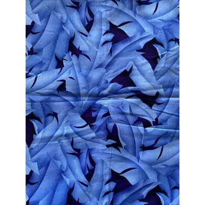 Hoffman Int'l Hawaiians for Real Fabric Material 44"x 2 yd Botanical Blue Leaves - Image 1 of 3