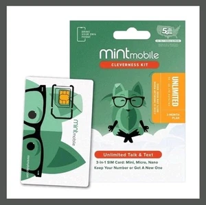 Mint Mobile 3 Month Unlimited Plan SIM Kit - Afbeelding 1 van 8