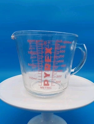 Taza medidora/jarra vintage Pyrex de 4 tazas/1 cuarto/32 oz/1 litro de vidrio Foto 1 de 4