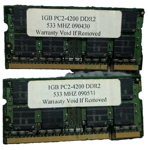 2GB Kit 2 X 1GB PC2-4200 SODIMM 4200 DDR2 DDR-2 533mhz 533 Laptop 200-pin Memory - Picture 1 of 2