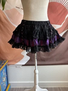TRIPP NYC Rock Vintage Tutu kariert schwarz Spitze Hosenträger M Mall Y2K Hot Topic - Bild 1 von 16