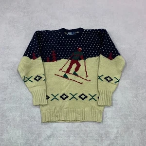 Polo Ralph Lauren Jersey Tejido Esquí Esquiador Estampado Grueso Tejido Suéter Para Hombre M - Imagen 1 de 5