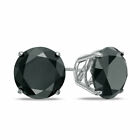 8.00Ct Round Cut Simulated Black Diamond Stud Earrings in 14k White Gold Plated