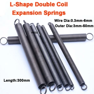 Double Coil Expansion Springs Extension Tension Spring L-Shape Wire Dia 0.3-6mm - Picture 1 of 9