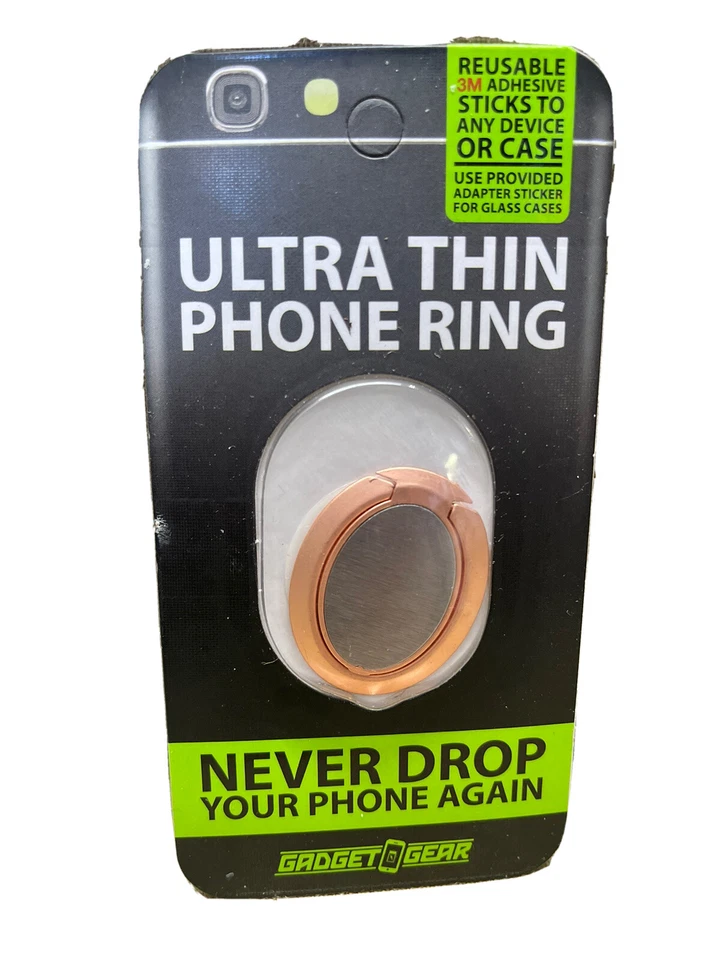 Gadget Gear Ultra Thin Phone Ring, On The Go Phone Stand, Reusable 3M Adhesive - Image 1 of 1
