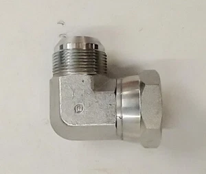 BRENNAN 1-1/4" JIC TO 1-1/4" SWIVEL COMPRESSION 90° STEEL ELBOW  2250-20-20 - Picture 1 of 3