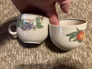 Epoch Coffee/Tea Mugs (Set of 2) Grapes and Peaches,  Korea - Picture 1 of 4