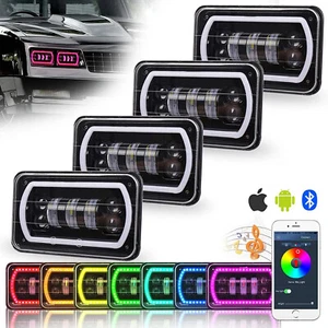 4pc 4x6 RGB LED Headlights Hi/Lo DRL Lamp For Chevrolet Monte Carlo 80-88 - Picture 1 of 9