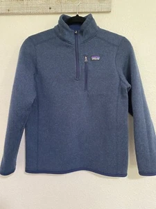 Patagonia Boys Pull Over Sweater 1/4-Zip Sz 12 Blue Classic Outdoor - Picture 1 of 10