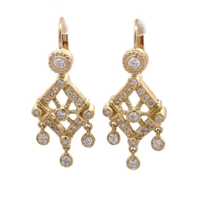 Doris Panos 1.5ct Diamond 18k Yellow Gold Rhombus Chandelier Earrings - Image 1 of 4