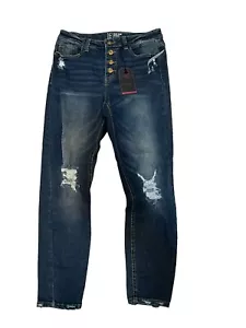 NOBO Jeans High Rise Skinny Stretch Distressed Button Fly Juniors Size 11 NWT - Picture 1 of 11