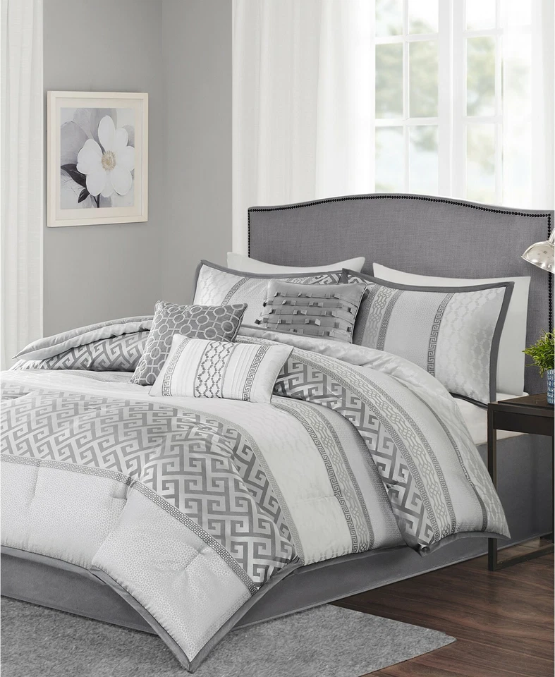 Madison Park Mp10 2418 Bennett 7piece Comforter Set Queen Grey Decorative Pillow