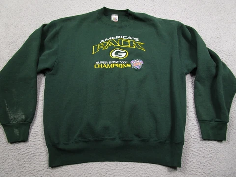 Vintage Green Bay Packers Sweater Mens XL Super Bowl 31 Crew Neck Pullover 1997 Cover