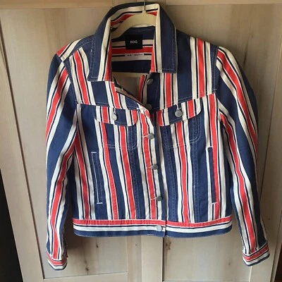 Chaqueta Jean Urban Outfitters BDG Rayas Rojo Blanco y Azul Denim Ligera Talla M EE. UU. Foto 1 de 4