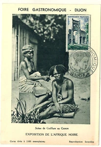 1956-Carte Maximum-Expostion Afrique Noire-Scène de Coiffure au Gabon-12F-Yv.985 - Imagen 1 de 1