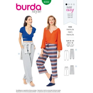 BURDA 6333 MISSES JOGGING PANTS Sewing Pattern Sizes 8 - 18 Skill: SUPER EASY - Picture 1 of 6