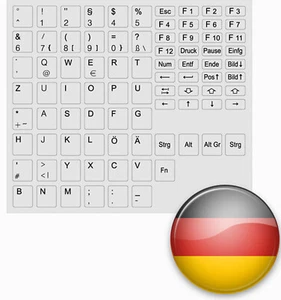 Adesivi Tastiera Tedesca Tutti Tasti Per Grigi Tastiera Notebook Keystick New - Bild 1 von 1