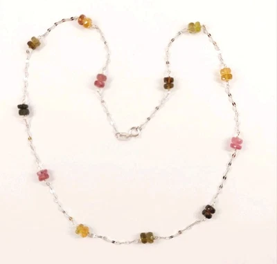 collana in argento 925 pietre con tormaline sfaccettate idea regalo per natale  - Immagine 1 di 4