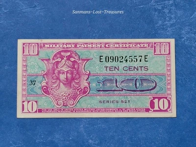USA TEN CENTS 10¢ MILITARY PAYMENT CERTIFICATE SERIES 521  1954-1958 Uncir. - Image 1 of 4