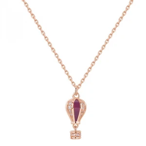 Collana corta ROSATO in argento 925 placcato oro rosa RZAR04 pendente a forma di - Picture 1 of 1