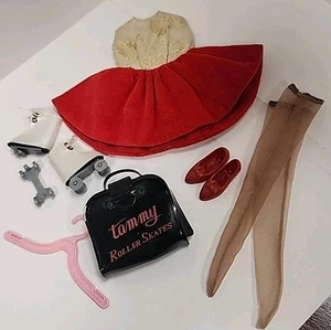 Vintage 1960's Tammy Doll Skate Date Outfit ~ Bag Skates Dress Shoes Nylons - Picture 1 of 16