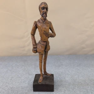 Statua statuina Don Chisciotte vintage in legno intagliato a mano Md in Spagna Cervantes La Mancia - Foto 1 di 6