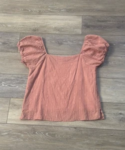 Lucca Top Sz S Pink Blush Crop Puff Sleeves Peasant Prairie Milk Maid Coquette - Picture 1 of 7
