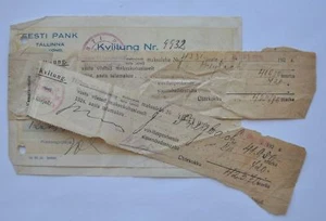 1924 Eesti Pank Estonian Bank Payment Receipt VF - Picture 1 of 11