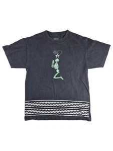 Black Scale Mens Medium Praying Skeleton Pentagram Upside Down Cross Black Shirt - Picture 1 of 6
