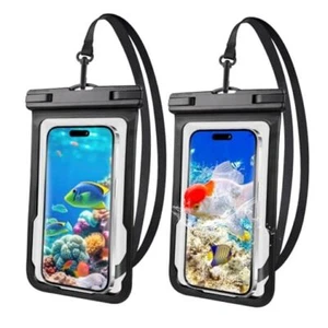 2 Pcs Waterproof Phone Pouch, Universal Waterproof Phone Case for Black + Black - Picture 1 of 7