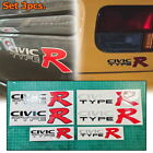 JDM Sticker Type R Racing Style Set 3pcs Side & Rear For Honda Civic EK9 3Dr 4Dr