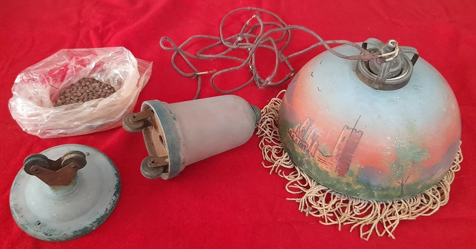 Ancien lustre/abat jour-monte et baisse, signé - Photo 1/4