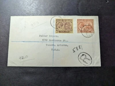 1930 cubierta británica registrada de San Cristóbal y Nieves a Tucson AZ EE. UU. Foto 1 de 2