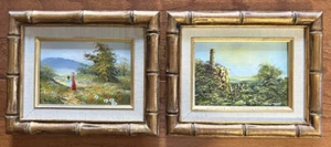 1 Set, Original Landschaftsgemälde, signiert, gerahmt, Kunst, je 10x9 cm - Bild 1 von 1