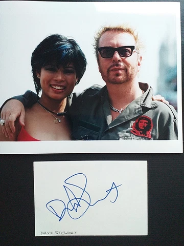 EURITHMICS DAVE STEWART Signed  card plus 10x8 press photo  and COA SUPERB Cover