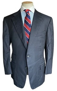 Tom Ford Navy Blue Pinstripe Suit Jacket 41/42R Basic A(See Photos) - Picture 1 of 19