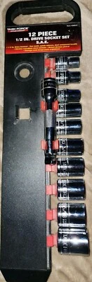 6pt SAE 11 Piece Task Force Socket Set Chrome Vanadium Nickel Chrome Plated NEW - Image 1 of 4