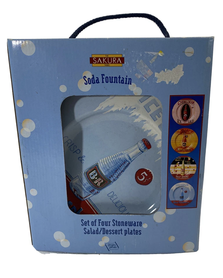 Sakura Soda Fountain set of Four Stoneware Salad Dessert Plates New in Package - Image 1 of 4