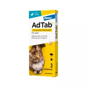 ELANCO ADTAB COMPRESSE ANTIPARASSITARIE PER GATTI DA 2,0 a 8,0 Kg 3 Compresse - Foto 1 di 1