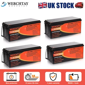 WERCHTAY 12V 300Ah LiFePO4 Lithium Battery 10000+ Deep Cycle 24V/36V/48V RV Home - Picture 1 of 20