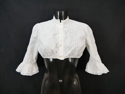 Gr.42 Dirndlbluse weiß Bluse für Dirndl Desirée Baumwolle mit Spitze B9981 - Bild 1 von 4