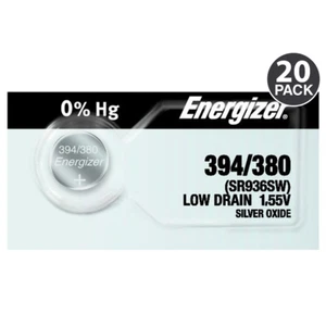 Energizer 394/380 SR936SW Silver Oxide Watch Batteries (20 Pack) - Picture 1 of 8