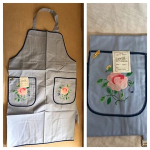 Vintage Cotton Kitchen Apron Embroidered Floral Flower 18 x 28 x 30" - Unused - Picture 1 of 9