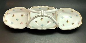 I. Godinger & Co. Porzellan-Servierer "Rosebud" 3-teilig mit Korbgriff #4521 - Bild 1 von 7