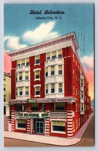 Postcard Hotel Belvedere, Atlantic City, New Jersey, Exterior Front View - Imagen 1 de 2